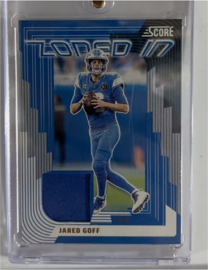 2025 Panini Score #ZON-JGF Jared Goff Zoned In Jersey Patch — front