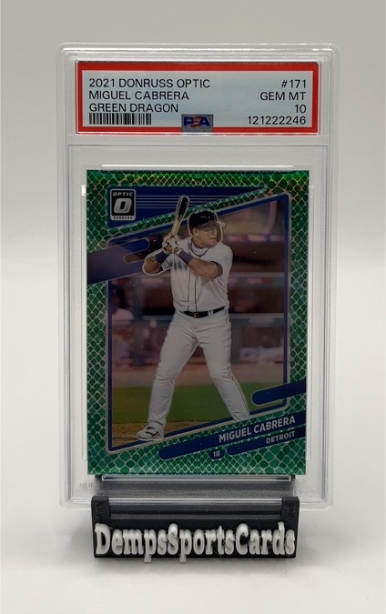 2021 Panini Donruss Optic #171 Miguel Cabrera Green Dragon — front