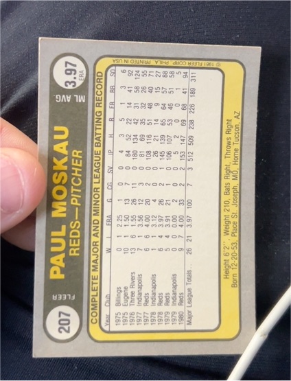1981 Fleer #207 Paul Moskau — front