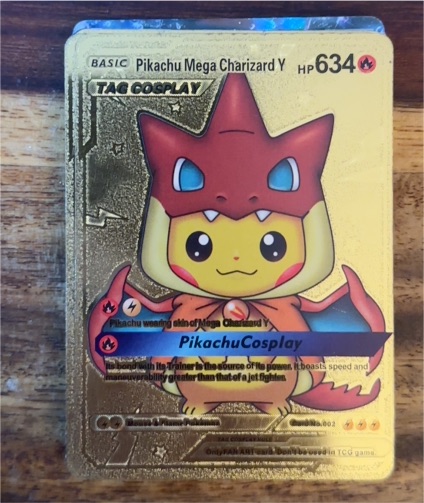 2020 Pokémon #002 Pikachu Mega Charizard Y Cosplay Gold Foil — front