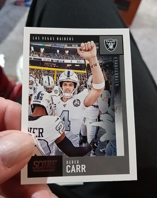 2020 Panini Score #158 Derek Carr Las Vegas Raiders — front