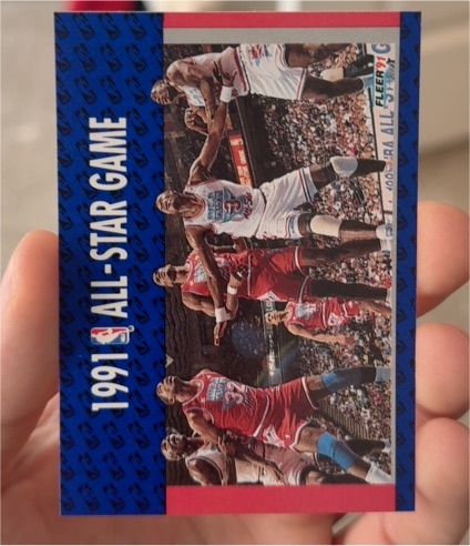 1991-92 Fleer #237 1991 All-Star Game Michael Jordan, Magic Johnson, David Robinson, Patrick Ewing — front