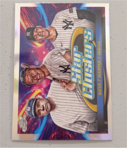 2025 Topps Chrome Cosmic #TSC-2 Babe Ruth / Mickey Mantle / Aaron Judge Star Clusters — front
