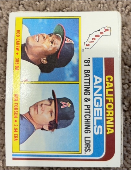 1982 Topps #276 Angels Leaders / Checklist (Rod Carew / Ken Forsch) — front