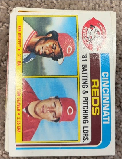 1982 Topps #756 Reds Leaders / Checklist (Ken Griffey Sr. / Tom Seaver) — front