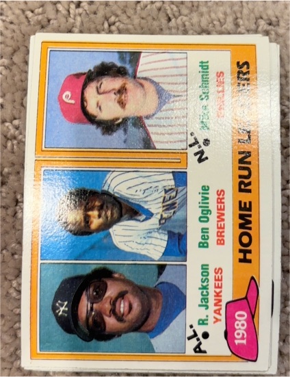 1981 Topps #2 1980 Home Run Leaders - Reggie Jackson / Ben Oglivie / Mike Schmidt — front