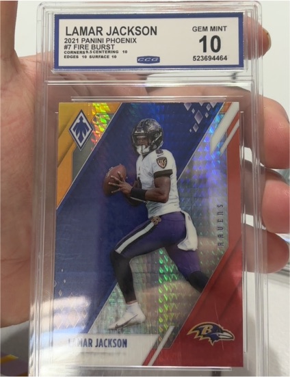 2021 Panini Phoenix Fire Burst #7 Lamar Jackson — front