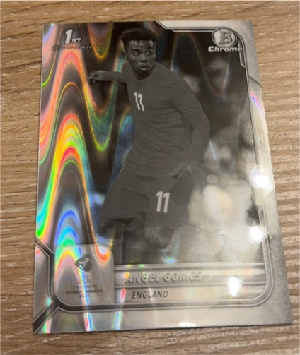 2022 Bowman Chrome UEFA Under 21 Black & White Raywave #80 Angel Gomes — front