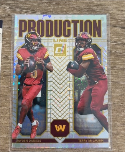 2025 Donruss #8 Jayden Daniels / Terry McLaurin Production Line — front
