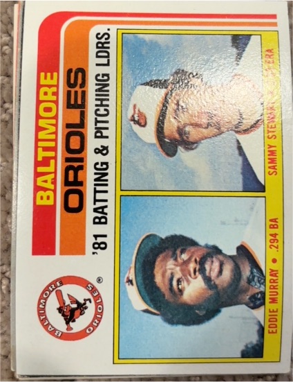 1982 Topps #426 Baltimore Orioles Leaders Eddie Murray, Sammy Stewart — front