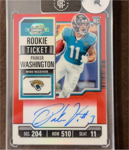 2023 Panini Contenders Optic #127 Parker Washington Rookie Ticket Autograph — front