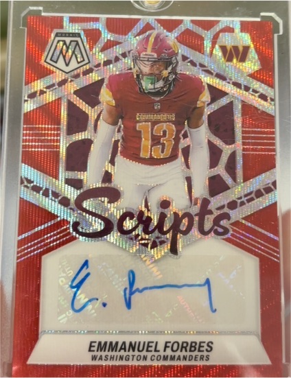2024 Panini Mosaic #SC-EMF Emmanuel Forbes Scripts Red Wave Prizm Auto — front