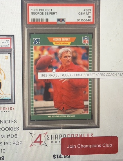 1989 Pro Set #389 George Seifert — front