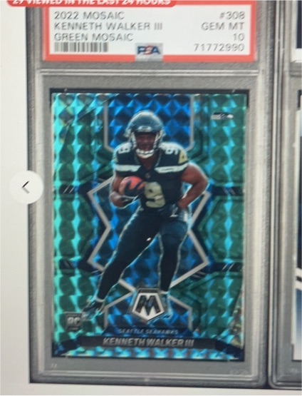 2022 Panini Mosaic #308 Kenneth Walker III Green Mosaic — front