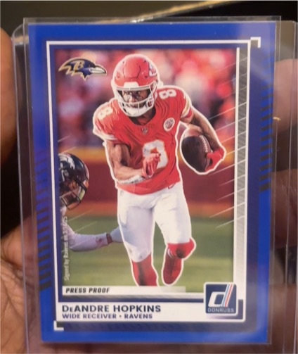 2025 Donruss #244 DeAndre Hopkins Press Proof Blue Baltimore Ravens — front