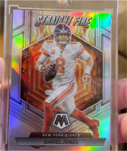 2023 Panini Mosaic #SF-DJ Daniel Jones Straight Fire Silver Prizm New York Giants — front