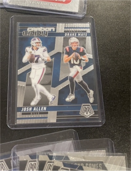 2025 Panini Mosaic Carbon Copy #CCE-14 Josh Allen & Drake Maye — front