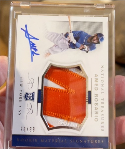 2018 Panini National Treasures #28 Amed Rosario Rookie Material Signatures — front