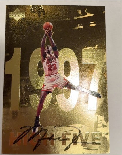 1998 Upper Deck Gatorade #12 Michael Jordan High Five (1997) — front