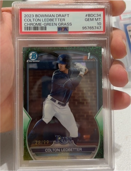 2023 Bowman Draft #BDC34 Colton Ledbetter Chrome-Green Grass — front