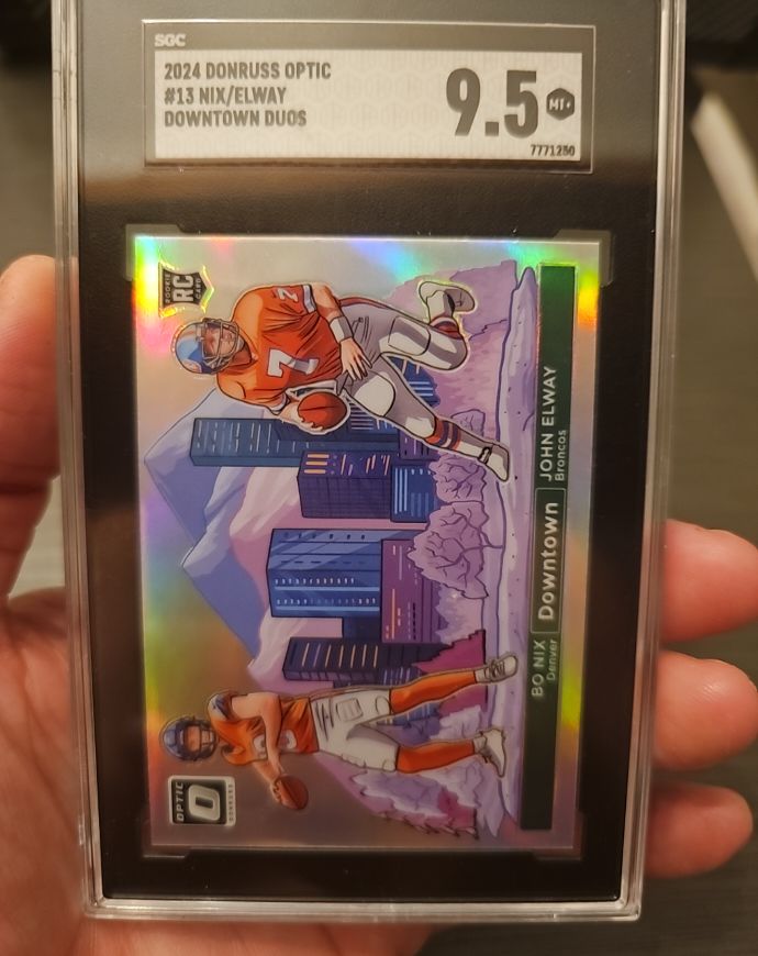 2024 Donruss Optic #13 Bo Nix/John Elway Downtown Duos — front