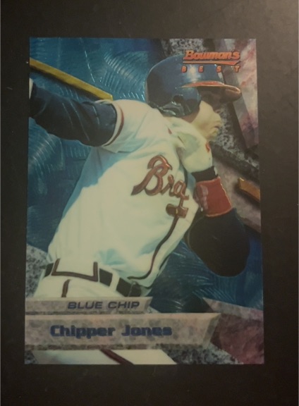 1994 Bowman's Best #1 Chipper Jones Blue Chip — front