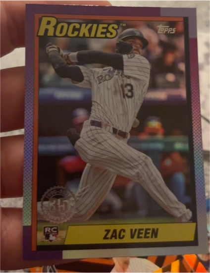 2025 Topps Update #U90-34 Zac Veen 1990 Topps Baseball 35th Anniversary — front