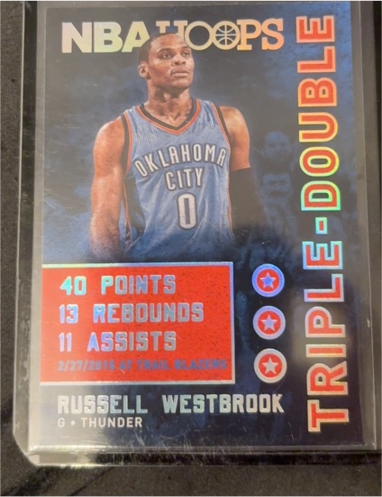 2015-16 Panini Hoops #36 Russell Westbrook Triple-Double — front