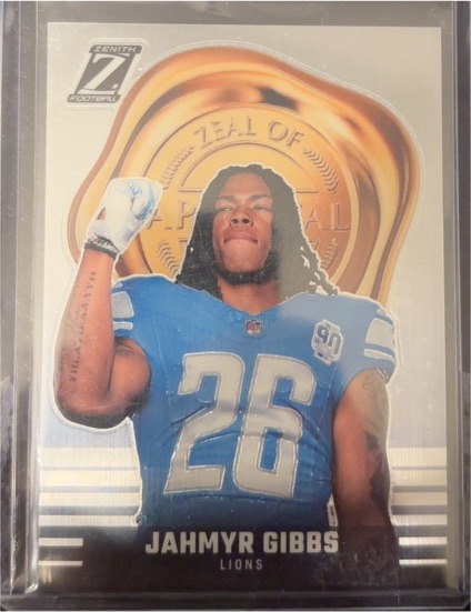 2023 Panini Zenith Zeal of Approval #28 Jahmyr Gibbs — front