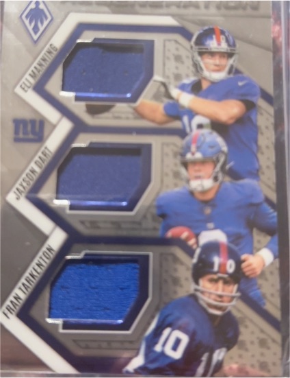2019 Panini Gold Standard Trios Eli Manning Jason Day Fran Tarkenton — front