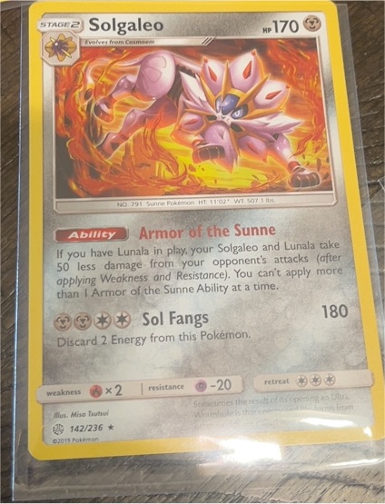 2019 Pokémon Cosmic Eclipse #142 Solgaleo — front