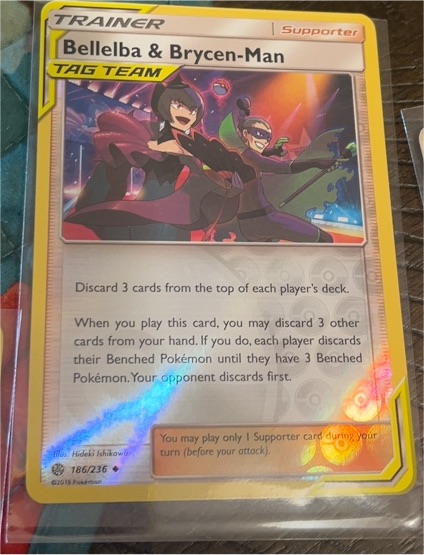 2019 Pokémon Sun & Moon Cosmic Eclipse #186 Bellelba & Brycen-Man — front