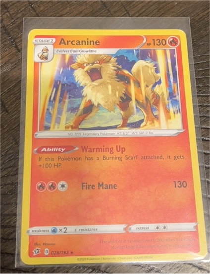 2020 Pokémon Rebel Clash #028 Arcanine — front