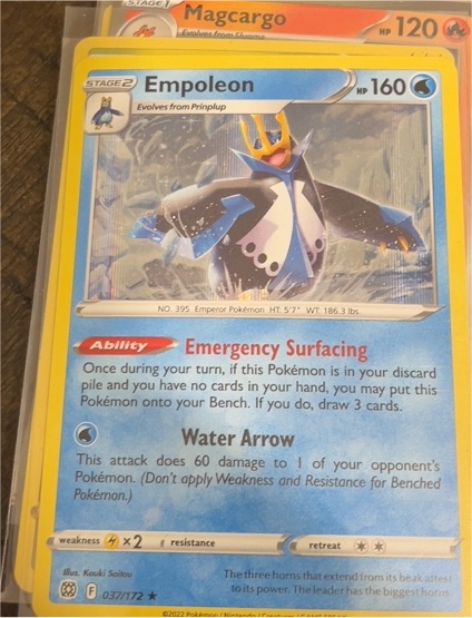 2022 Pokémon Sword & Shield Brilliant Stars #037 Empoleon — front
