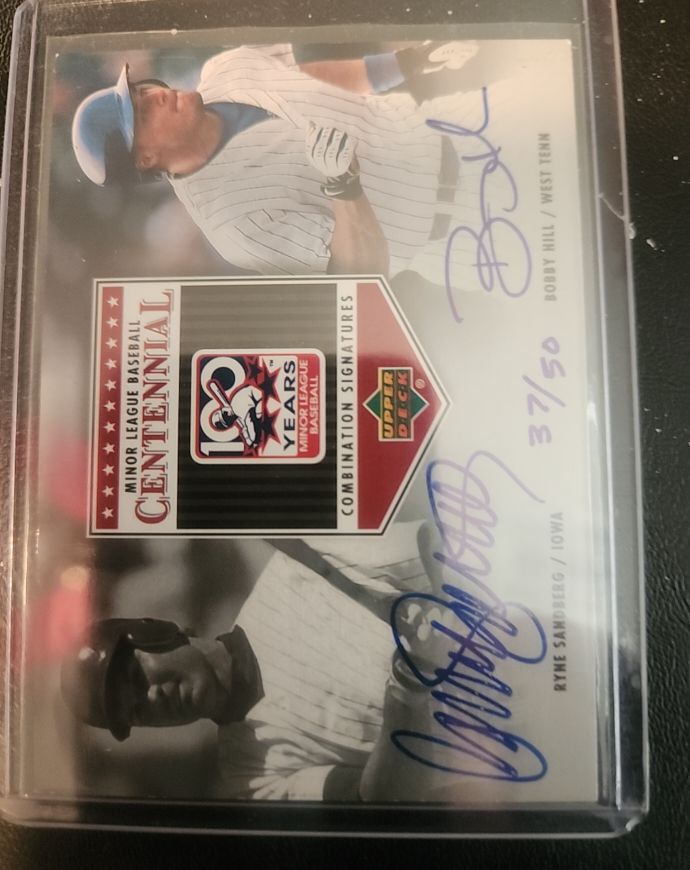 2001 Upper Deck Minor League Baseball Centennial Combination Signatures Ryne Sandberg Bobby Hill — front