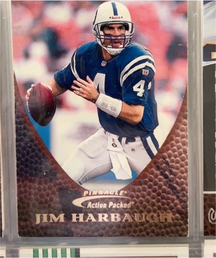 1997 Pinnacle Action Packed #45 Jim Harbaugh — front