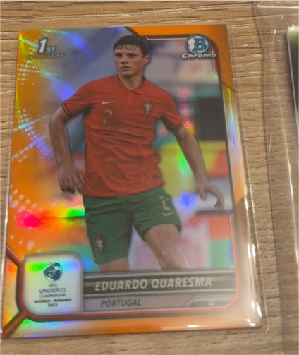 2022 Bowman Chrome UEFA Under21 Eduardo Quaresma Orange Refractor — front