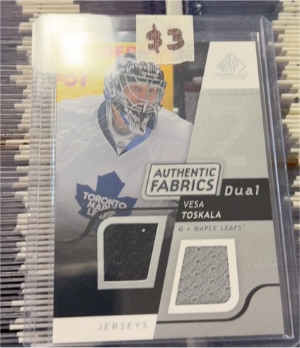 2008-09 SP Game Used Authentic Fabrics Dual #AF-VT Vesa Toskala — front