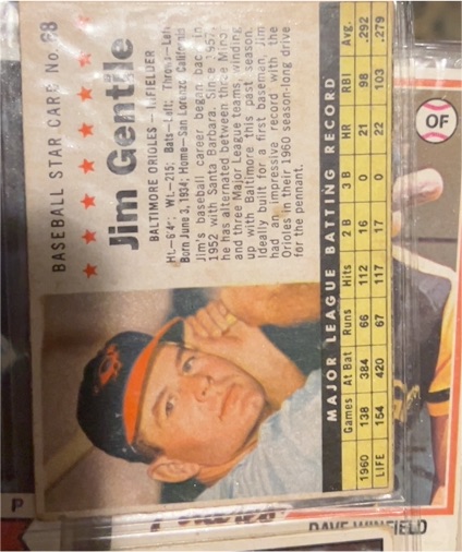 1961 Post Cereal #68 Jim Gentile — front