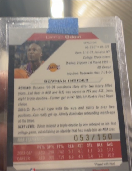 1999 Bowman Insider #053 Lamar Odom — front