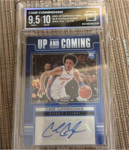 2021-22 Panini Contenders Optic #UCA-CCU Cade Cunningham Up and Coming Auto Blue RC — front