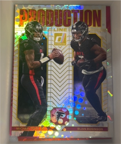 2025 Panini Donruss Production Line #7 Michael Penix Jr. Bijan Robinson — front