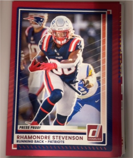 2025 Donruss #63 Rhamondre Stevenson Press Proof — front