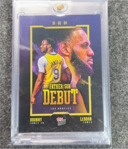 2024 Topps Now #1 LeBron James & Bronny James Jr. Father/Son Debut — front