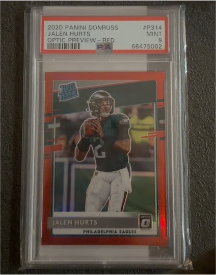 2020 Panini Donruss Optic #P314 Jalen Hurts Optic Preview Red — front