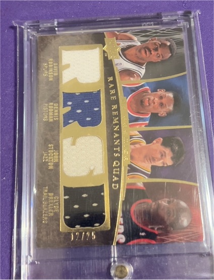 2007 Upper Deck Premier Rare Remnants Quad Chauncey Billups Dennis Rodman Stephen Jackson Clyde Drexler #Rare Remnants Quad — front