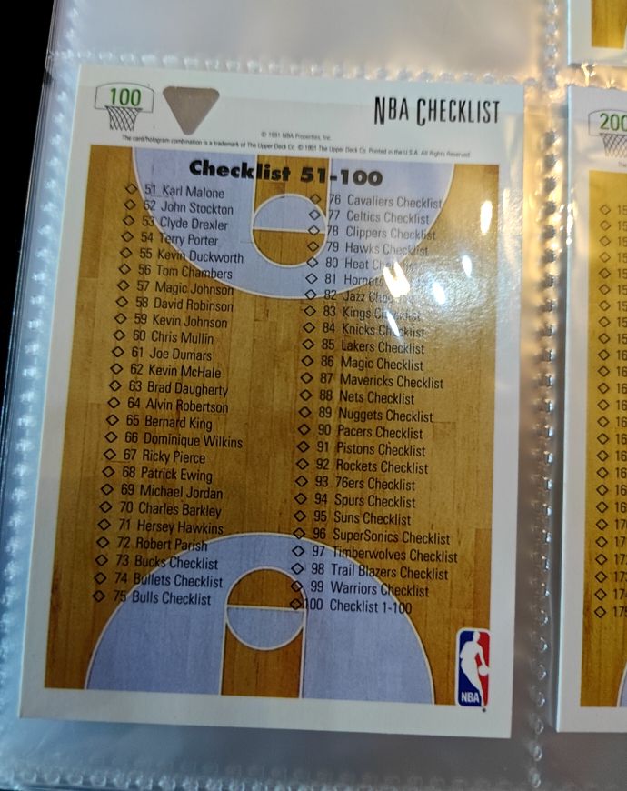 1991-92 Upper Deck Basketball #100 Checklist 1-100 — front