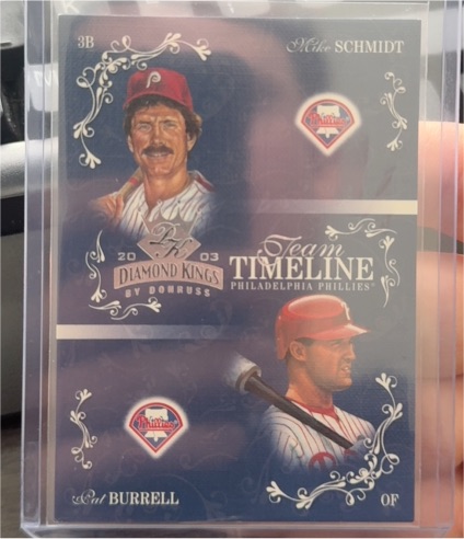 2003 Donruss Diamond Kings #TT-7 Mike Schmidt / Pat Burrell — front