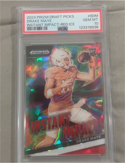 2024 Panini Prizm Draft Picks #IIDM Drake Maye Instant Impact Red Ice — front