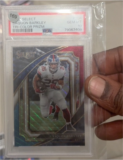 2020 Panini Select #104 Saquon Barkley Tri-Color Prizm — front
